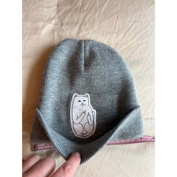 Ripndip Lord Nermal Beanie hidden surprise middle finger cat sneaky winter hat - Picture 2 of 5